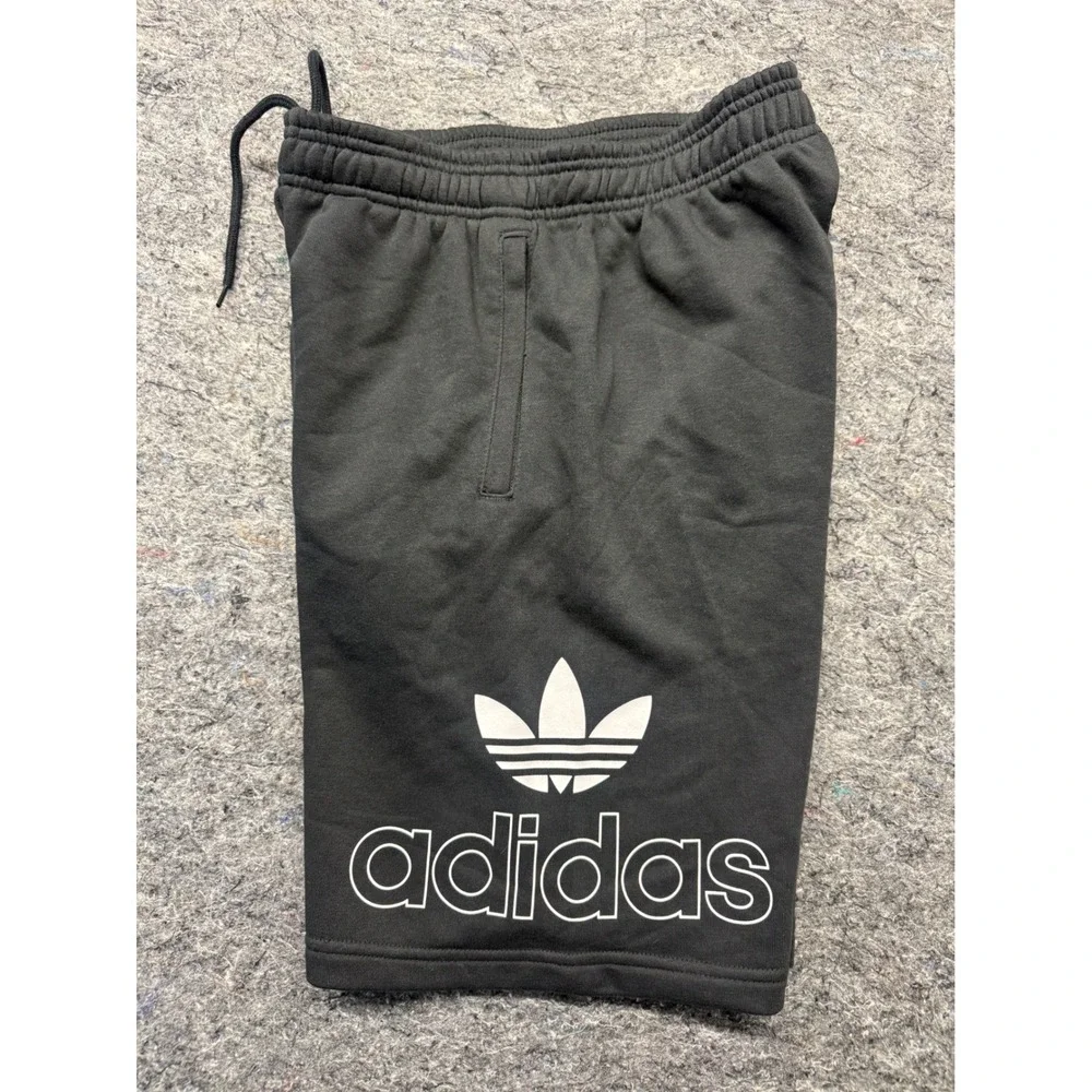 Adidas Originals Mens Trefoil French Terry‎ Shorts Black White Logo Small NEW